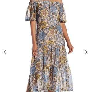 Taylor Peasant off the shoulder Dress in size 8